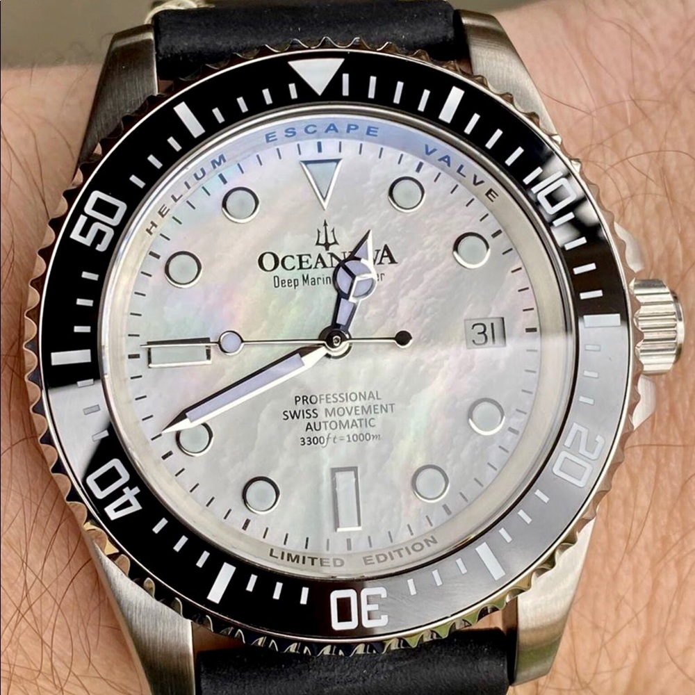 OCEANEVA DEEP EXPLORER DIVER WATCH RARE WHITE MOP
